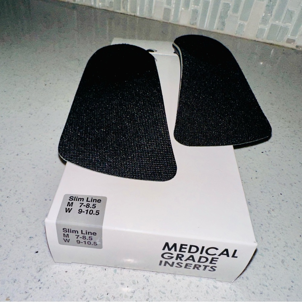 Black Medical Grade Shoe Inserts for Men & Women, New! (M 7-8,5 / W 9-10.5)